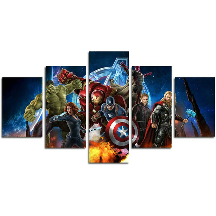 Sett med 5 Avengers-superhelter veggmalerier