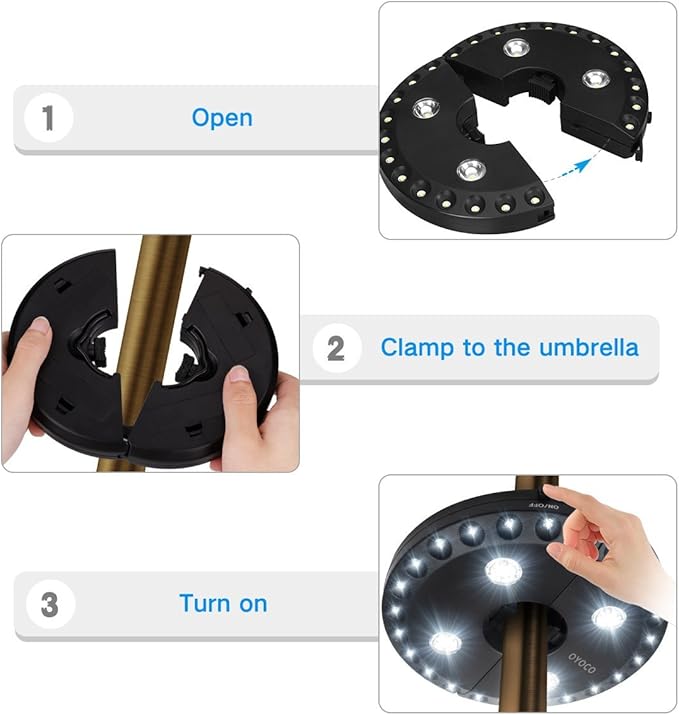 Skanto | 28 LED parasoll lys – 3 lysstyrkemoduser for hage, camping og utendørs belysning