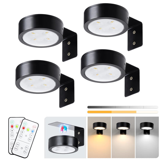 Norvo | Keluoly 4-Pack Bildebelysning Batteridrevet Med Fjernkontroll, Led Lys Dimmbar Og Timer Maleri Lys, Kunst Utstillingslys For P