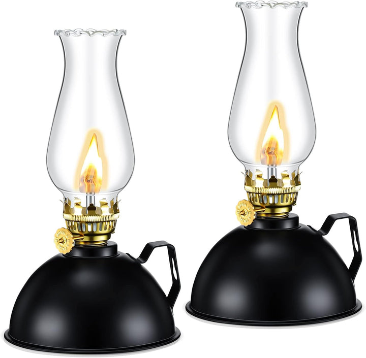 Skanto | Vintage-stil Glass & Metall Oljelamper Sett med 2 – Ardin