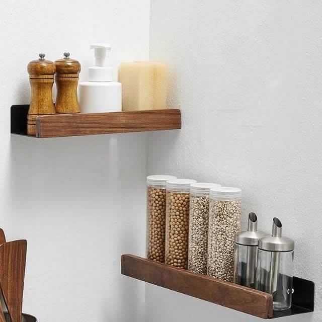 Skanto | No-Drill Solid Wood Baderom Vegg Regal