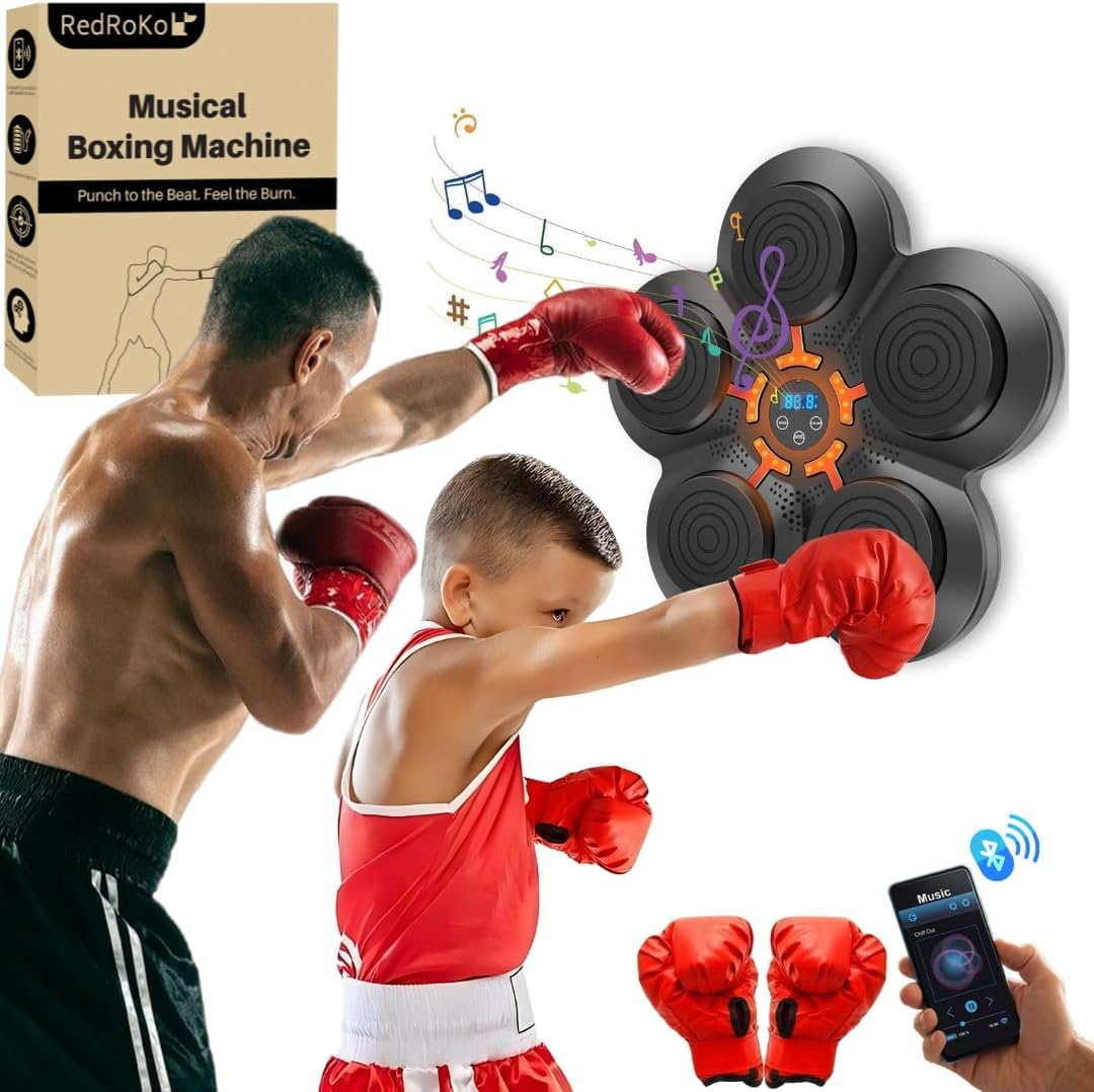 Skanto | RhythmBox Veggtrener – Smart Bluetooth Boksemaskin med Musikk & LED Reaksjon