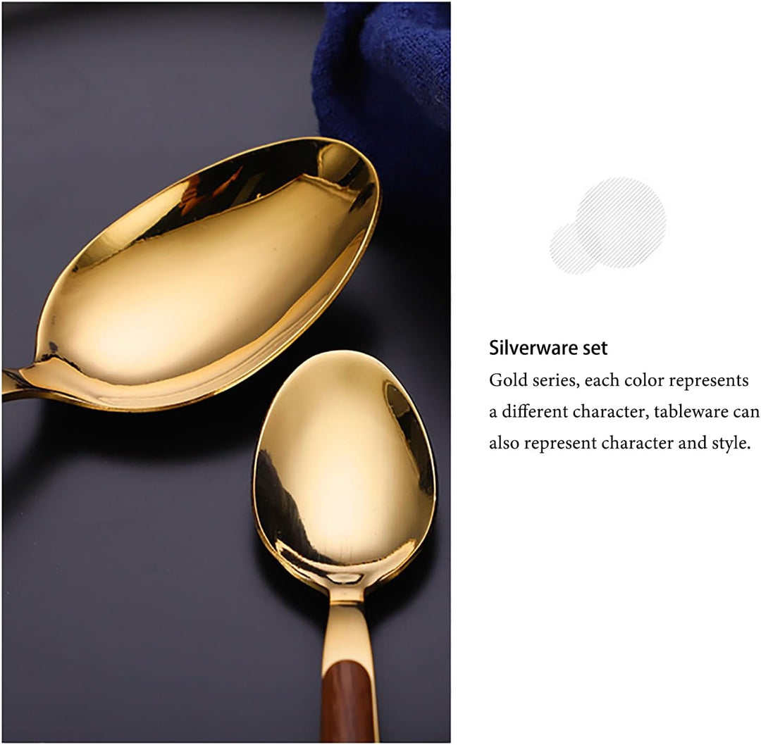 Norvo | Stål Flatware Set med Trehåndtak