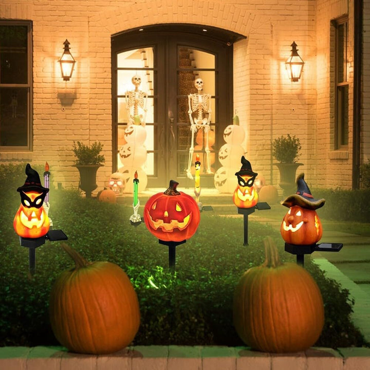 Skanto | Halloween Sollys – Dekorative LED Hage-lys med Gresskar og Heks-designs