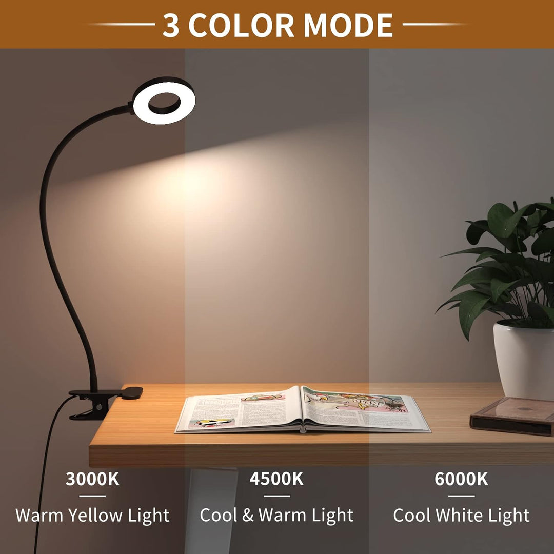 Skanto | 3 fargemodi LED-bordklemmlampe med & fleksibel gåsnek – Selvara (1+1 GRATIS)