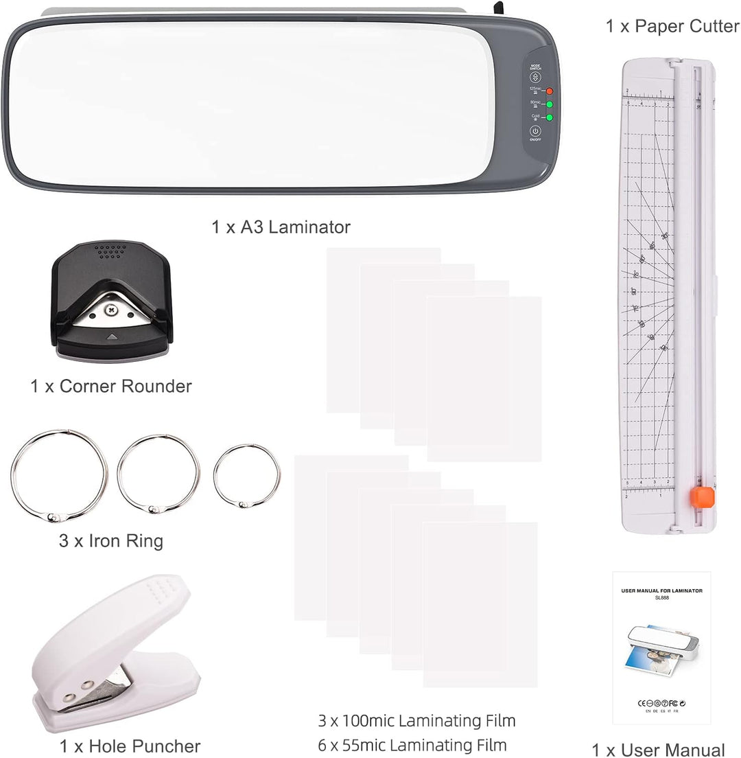 Skanto | A3 Skrivbord Laminator Sett med Varme- og Kjølemodus og 6-i-1 Funksjoner – Lexaro