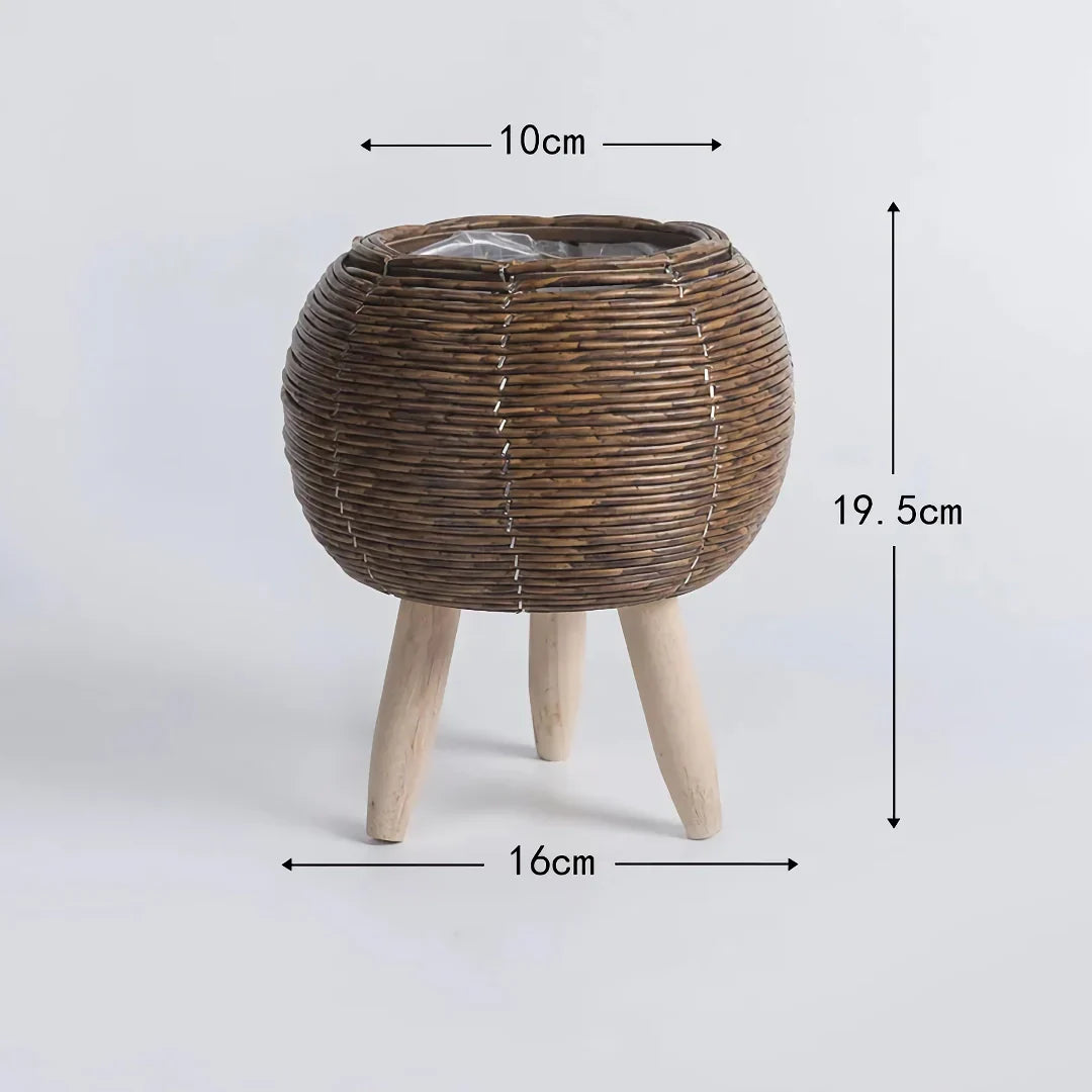 Skanto | Vintage Imitasjon Rattan Blomsterstander med Treben