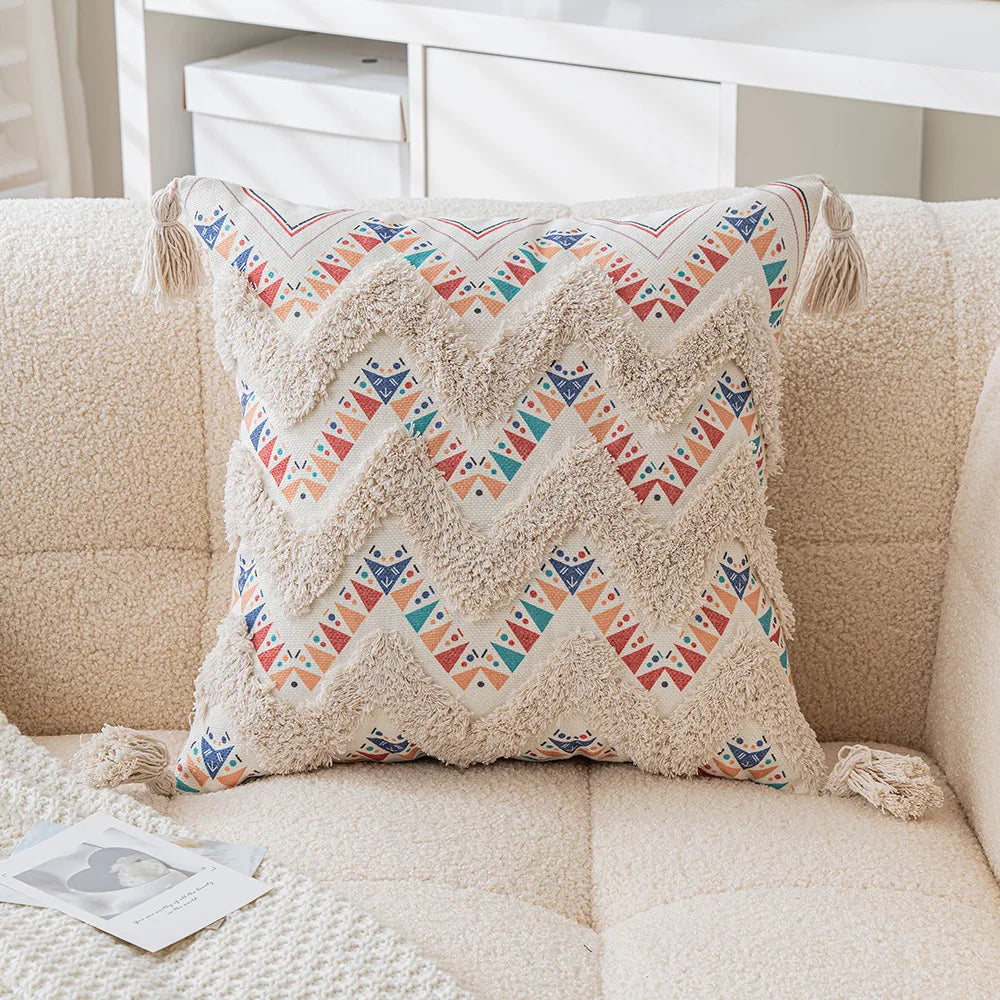 Skanto | Boho Geometrisk Tuftet Putetrekk – Dekorativt Putetrekk for Hjem og Sofa