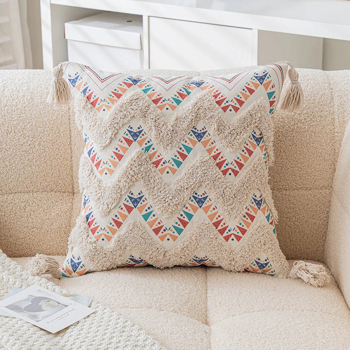 Skanto | Boho Geometrisk Tuftet Putetrekk – Dekorativt Putetrekk for Hjem og Sofa