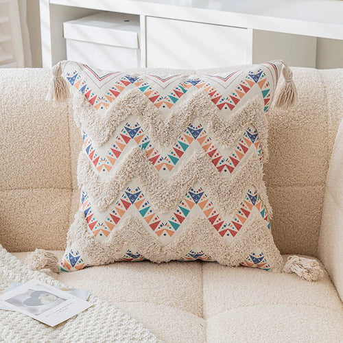 Skanto | Boho Geometrisk Tuftet Putetrekk – Dekorativt Putetrekk for Hjem og Sofa