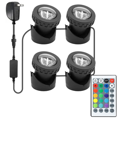 Skanto | Rgb undervanns dammelys med timer, Rgb fontenelys undervanns lys Ip68 vanntett, dimbare utendørs landskapslys fisketank damm fontene hage, 4 lys