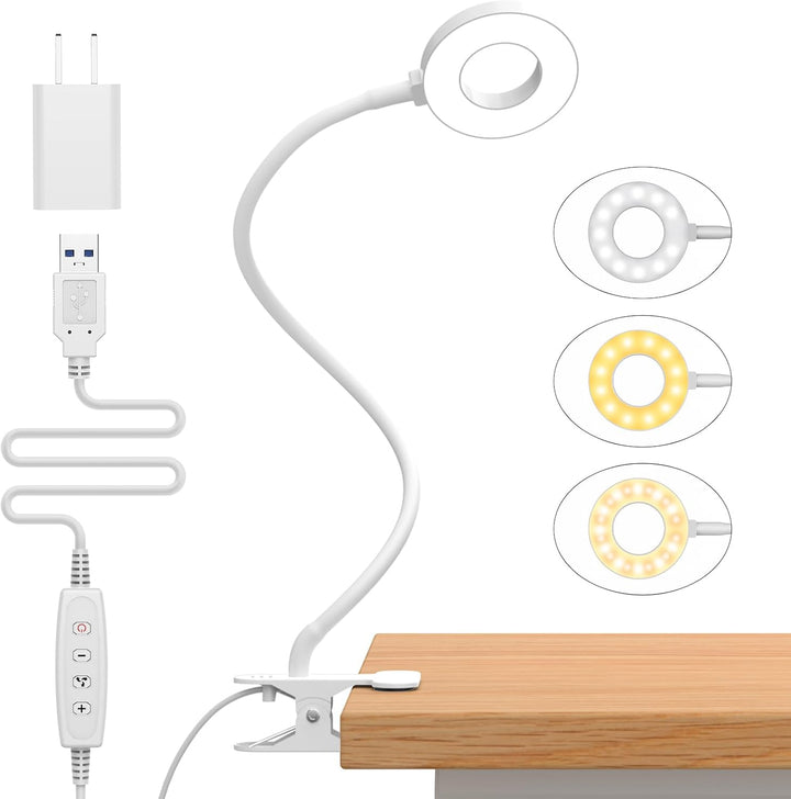 Skanto | 3 fargemodi LED-bordklemmlampe med & fleksibel gåsnek – Selvara (1+1 GRATIS)