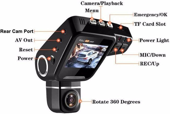 Skanto | WiFi Skjult Dash Cam 1080P med 170° Vidvinkel og G-Sensor