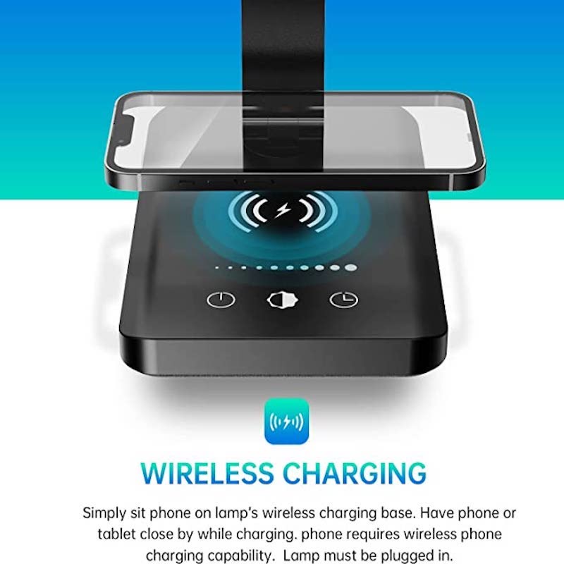 Norvo | LED skrivebordslampe med USB-ladeport, dimbar øyevennlig leselampe for hjemmet, med 5 lysstyrkenivåer & 3 lysmoduser, berøringskontroll, autotimer (Svart)