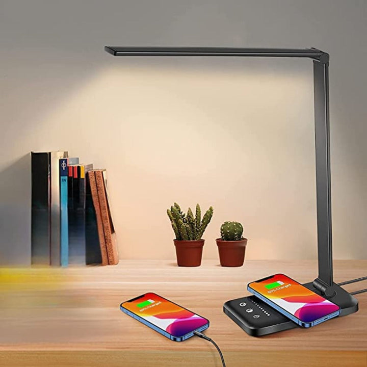 LED-Tae-lampe med USB-ladeport - 5 lysinnstillinger og Dimmae-belysningskontroll for skrivebord og leselampe