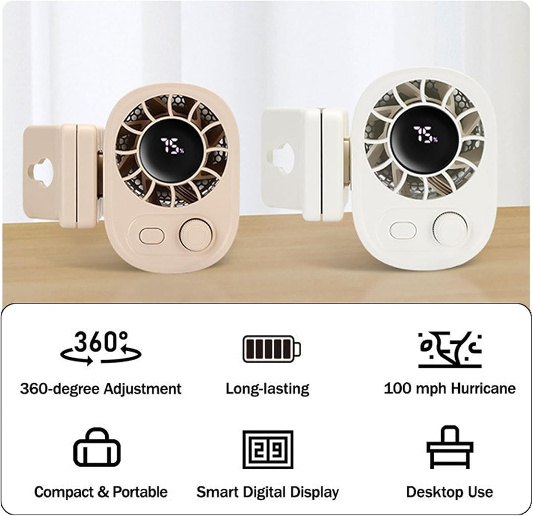 Skanto | Bærbar bilklipsvifte – 360° roterende USB-oppladbar mini-vifte med klemme
