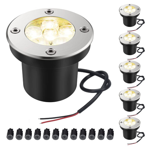 Skanto | Jesled Utendørs Landskapslys, 6W LED I Grunnen Brønnlys, 12V 24V 3000K Varmehvit, Ip67 Vanntett Lavspenning Landskapsarbeid