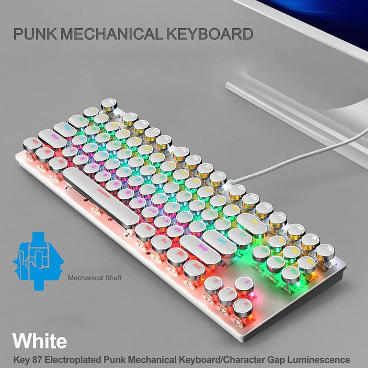 Mechanische Gaming-Tastatur med 87 Tasten, RGB-Hintergrundbeleuchtung og blauen Schaltern