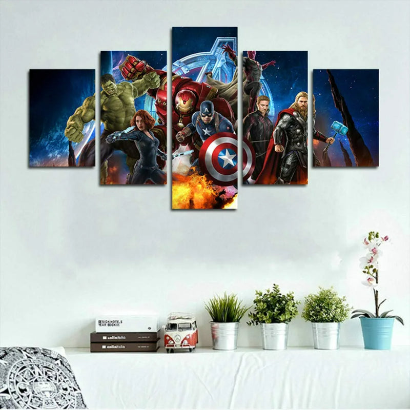 Sett med 5 Avengers-superhelter veggmalerier