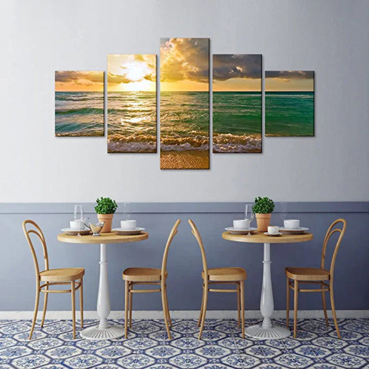 5 stk solnedgang havlandskap maling | Skanto