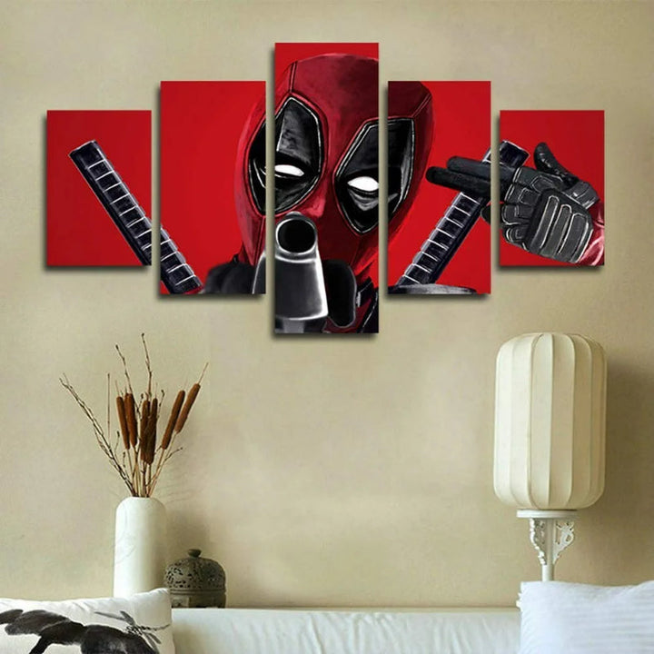 Set med 5 Deadpool-veggbilder