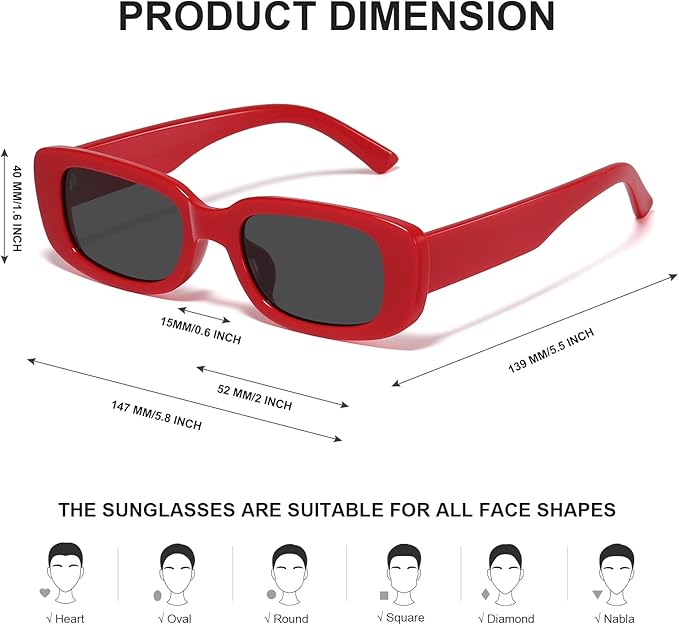 Retro Rectangular Y2K Sunglasses - Aria | Skanto