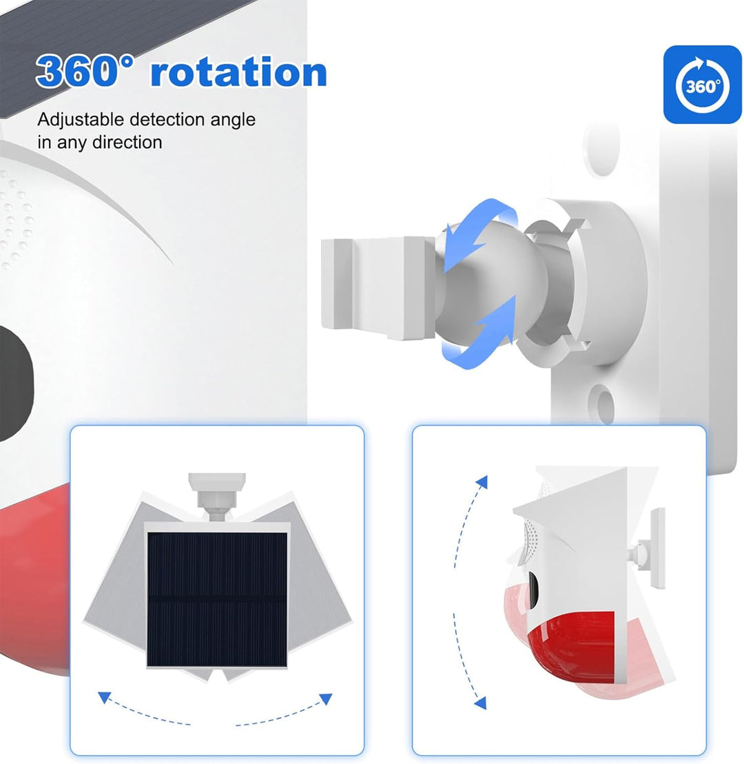 Frendorf | Solbevegelsessensor Alarm med 120dB Sirene og LED Strobelys – Feronix