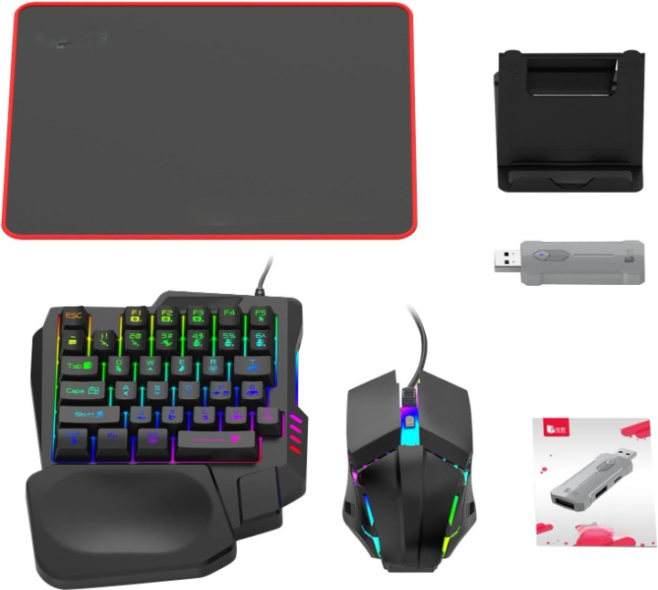 Skanto | RGB Gaming Tastatur og Mus Combo – Ergonomisk Kontroller Adapter Sett – Zyvorn