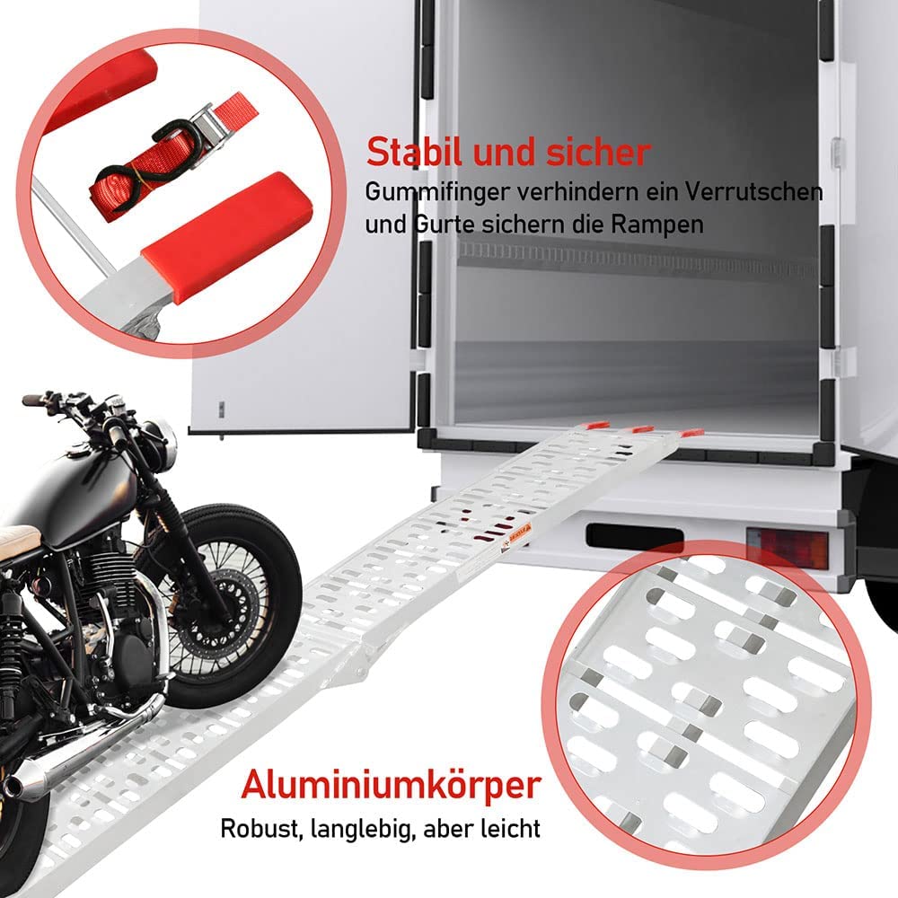 Folding Ramp 340kg Sammenleggbart Aluminium Laste Rampe Motorsykkel | Skanto