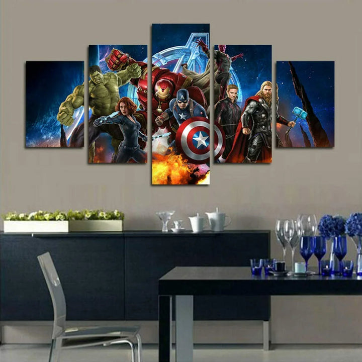 Sett med 5 Avengers-superhelter veggmalerier