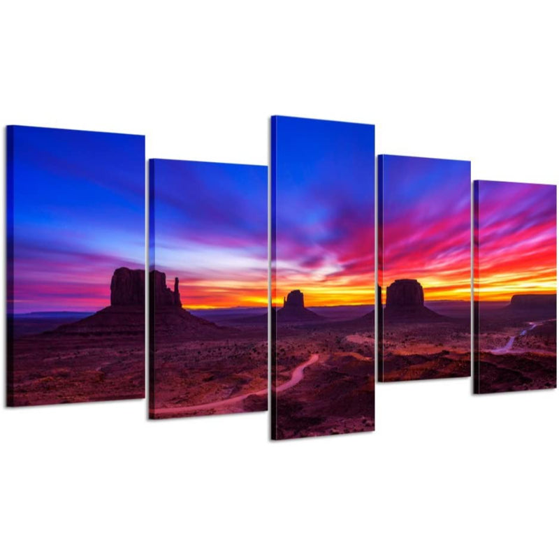 Sett med 5 veggbilder "Sunrise Monument Valley"