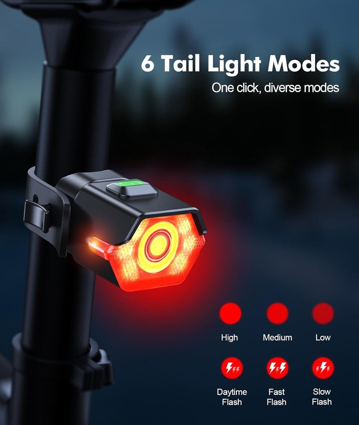 Frendorf | Oppladbart Sykkellys Sett med 3+6 Moduser & Sidebelysning – RoadBeam