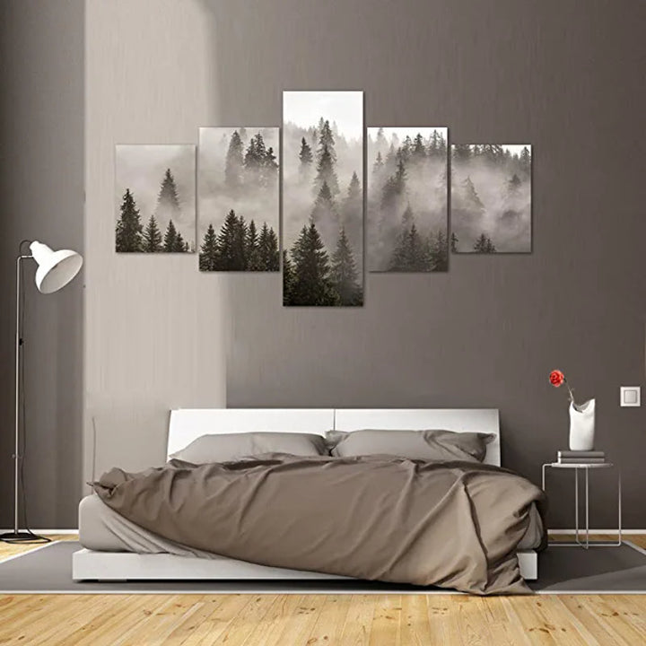 5 stykker skogslandskap kunstverk lerretsmaleri | Skanto