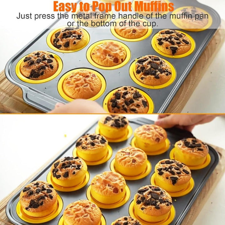 Pressemelding Silikon Muffinsform med Solid Metallramme Skanto