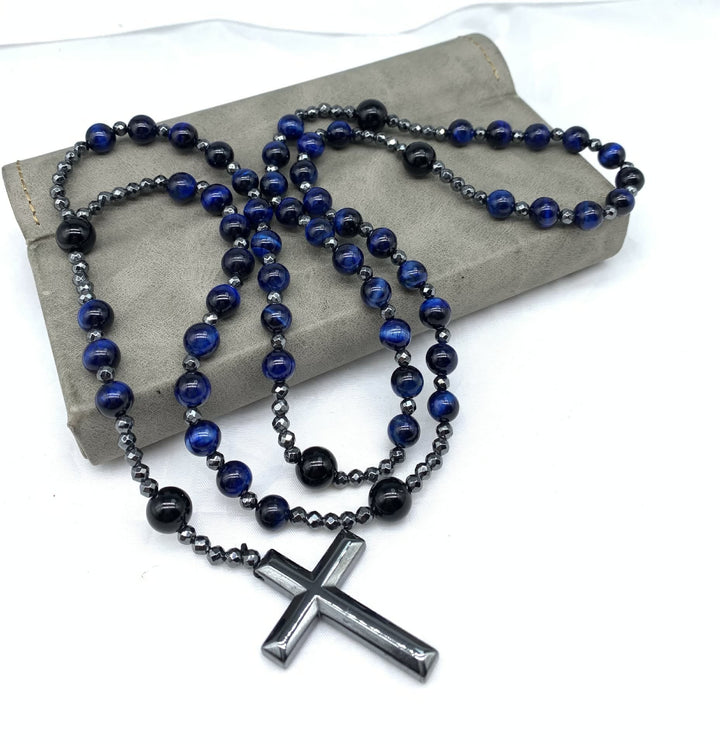 Orion-Spirituelle Halskette mit Tigerauge og Lapislazuli – Rosenkranz für Männer