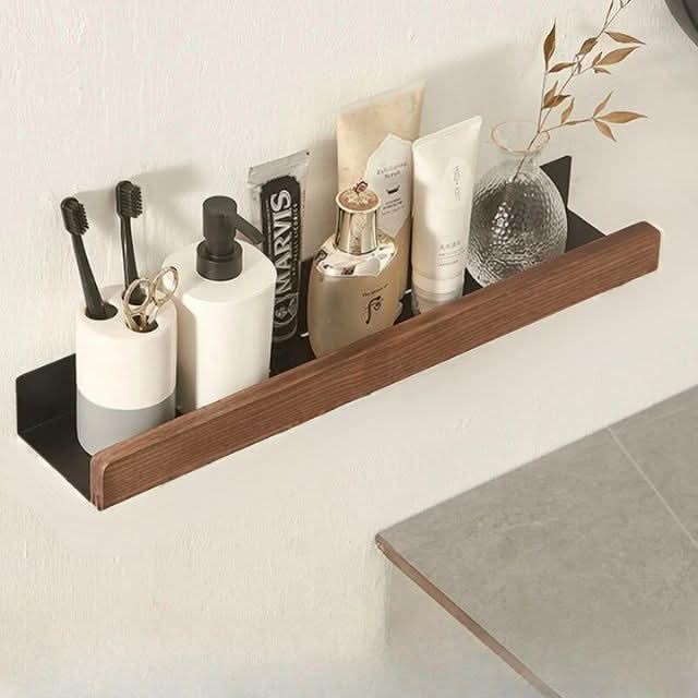 Skanto | No-Drill Solid Wood Baderom Vegg Regal