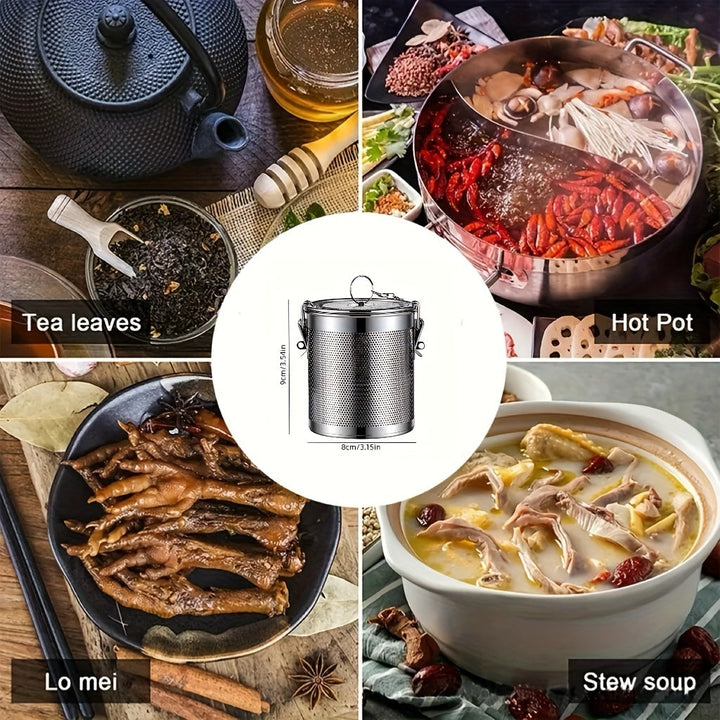 Skanto | Rustfritt stål krydder-infuser – Gjenbrukbart fint nett filter med forlenget kjede for løs te, urter og krydder – Ideell til matlaging, brygging og på kjøkkenet