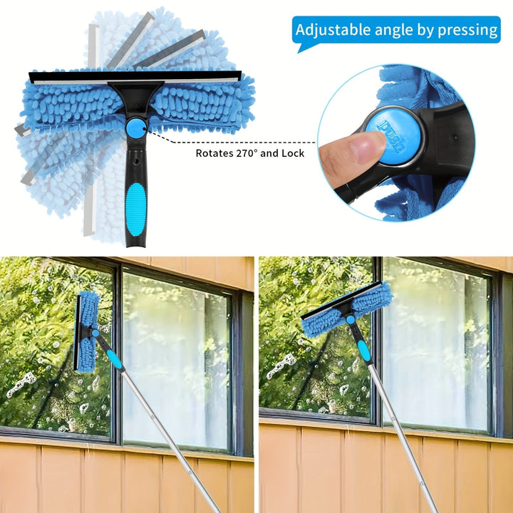 Skanto | Crystal Clear Vindu Cleaner – Profesjonelt 2-i-1 Teleskopisk Vindu og Glass Rengjøringssystem