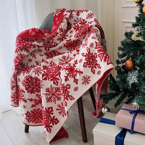 Skanto | Jule Norsk Strikket Snøfnugg Teppe