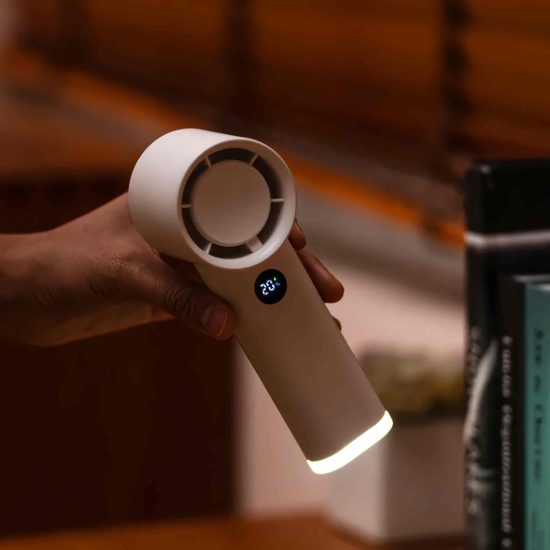 3600mAh USB Oppladbar Håndholdt Vifte med LED Lampe | Skanto