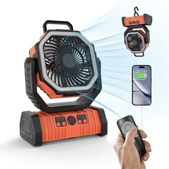 PowerBreeze Campingvifte med LED & Powerbank – 20000mAh, Roterbar & Oppladbar | Skanto