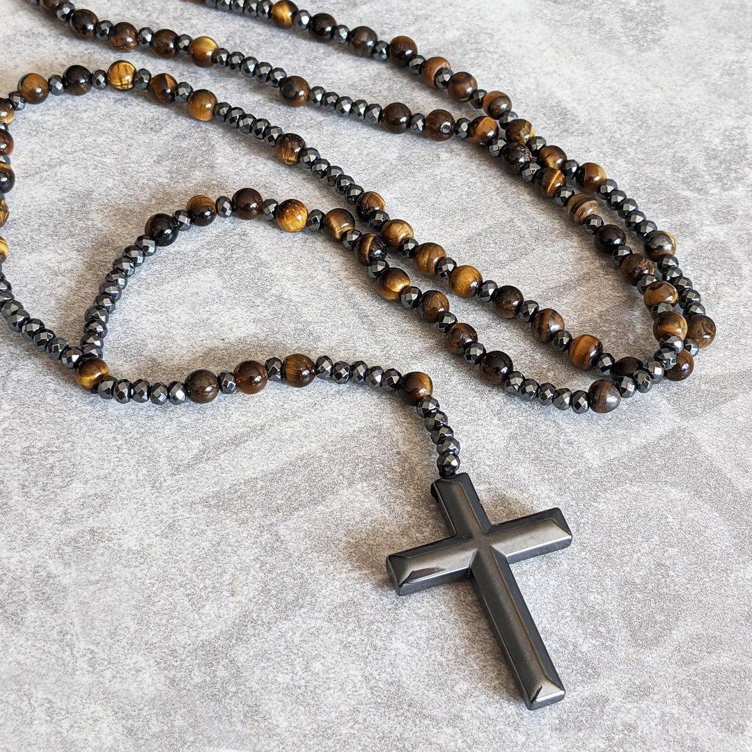 Orion-Spirituelle Halskette mit Tigerauge og Lapislazuli – Rosenkranz für Männer