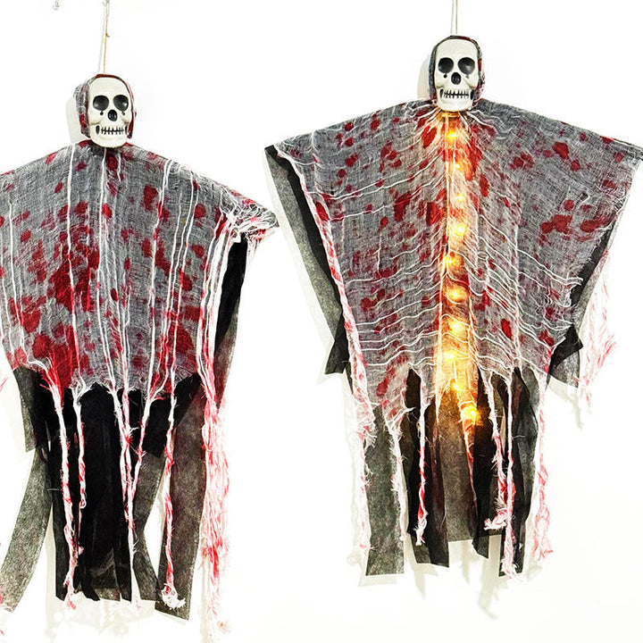Skanto | Halloween Hengende Dekorasjon – Blodrød Luminøs Hodeskalle Spøkelse