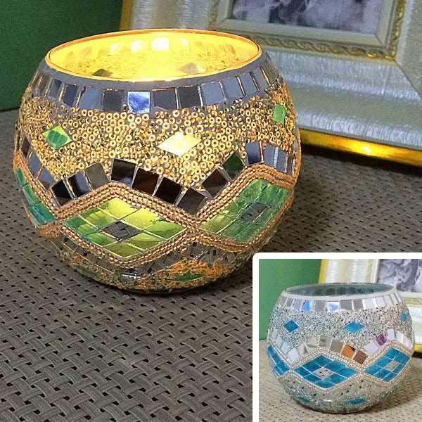 Skanto | Mosaikkglass lysestake for hjemmedekor