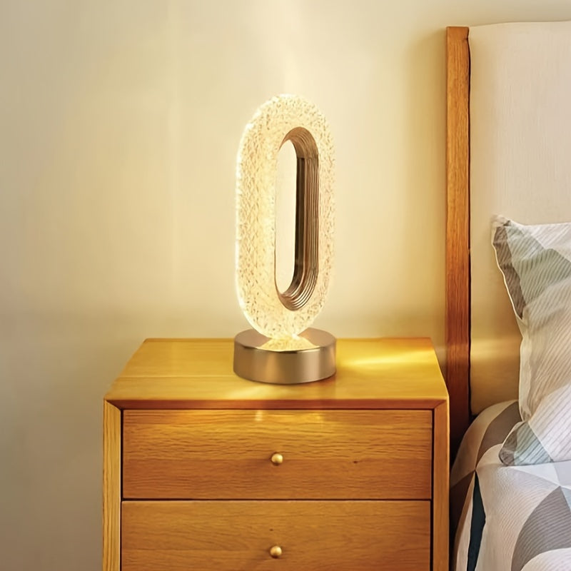 LuxeGlow – Elegant Oval Crystal Table Lamp Skanto