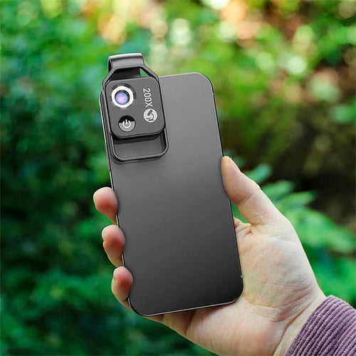 Skanto | MicroZoom Clip-On Telefon Mikroskop – 200x Forstørrelseslinse med LED Lys