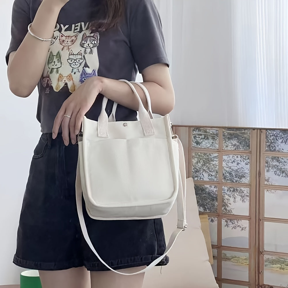 Skanto | UrbanEase Canvas Slingbag – Hvit skulderveske med magnetlås og justerbar stropp