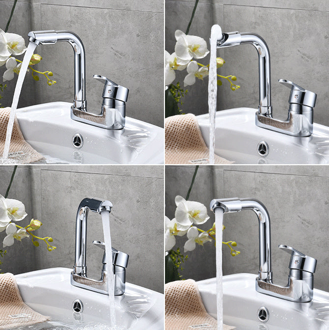 Rund servantkran i krom med svingbar tut til badet