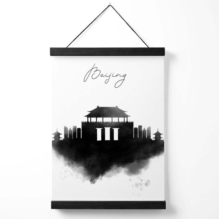 Akvarell plakat av Beijing med skyline og oppheng