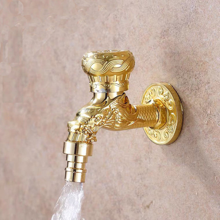 Skanto | Vintage Classic Faucet Water Lock Single Handle Dragon Engraving Wall Mounted Faucet